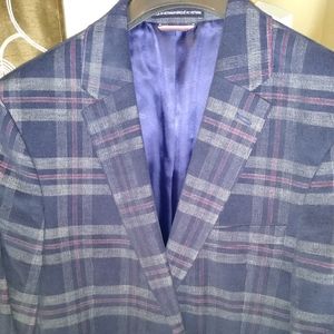 Blue Plaid Sports Coat Blazer